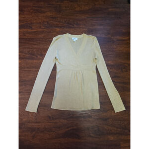 Ann Taylor Gold Sparkle Sweater size small